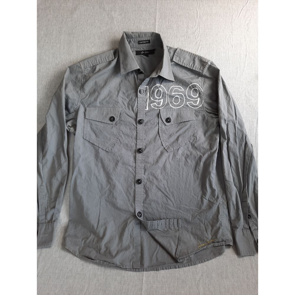 Sean John Men's‎ Medium Classic Harlem Renaissance Camp Button Shirt Long Sleeve